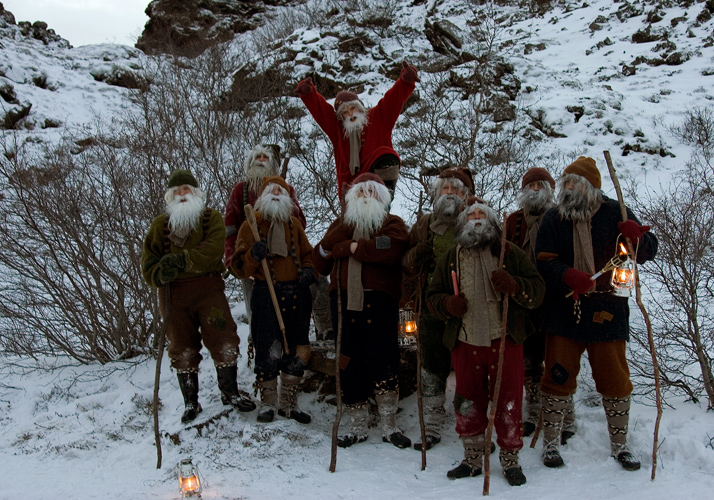 people dressed up as Yule Lads on Christmas.