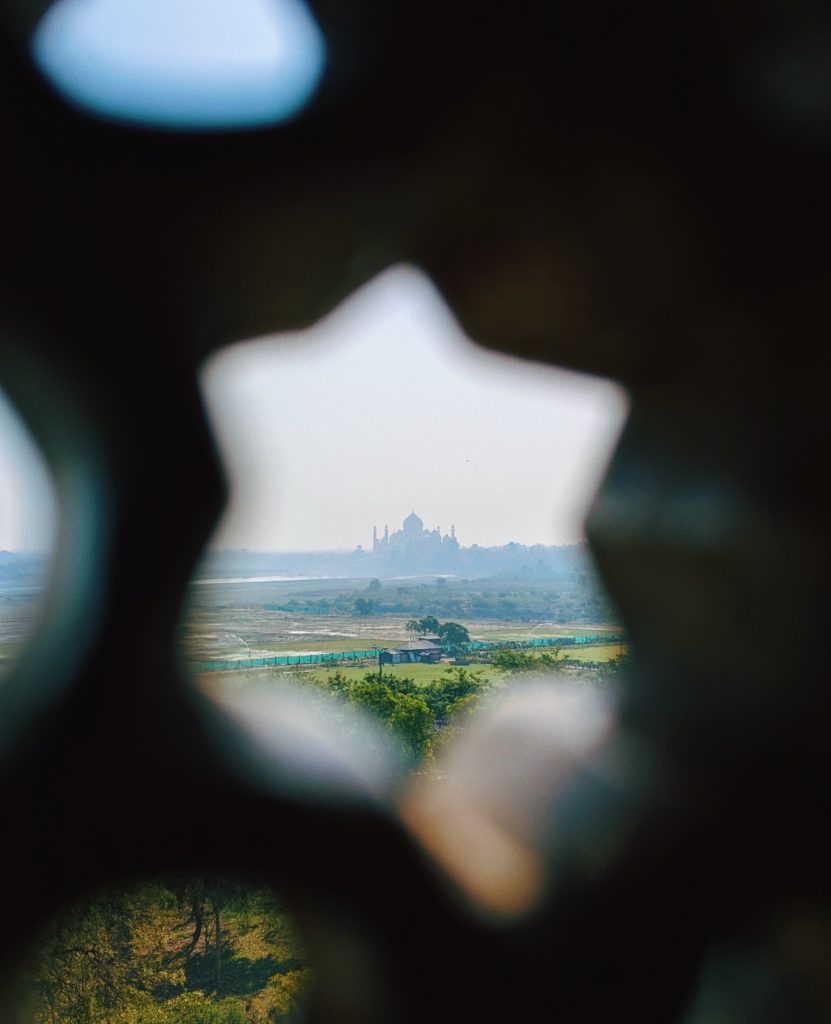 Taj Mahal view from Agra Fort. Wedding Destination Agra