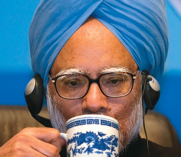 Manmohan Singh having his tea